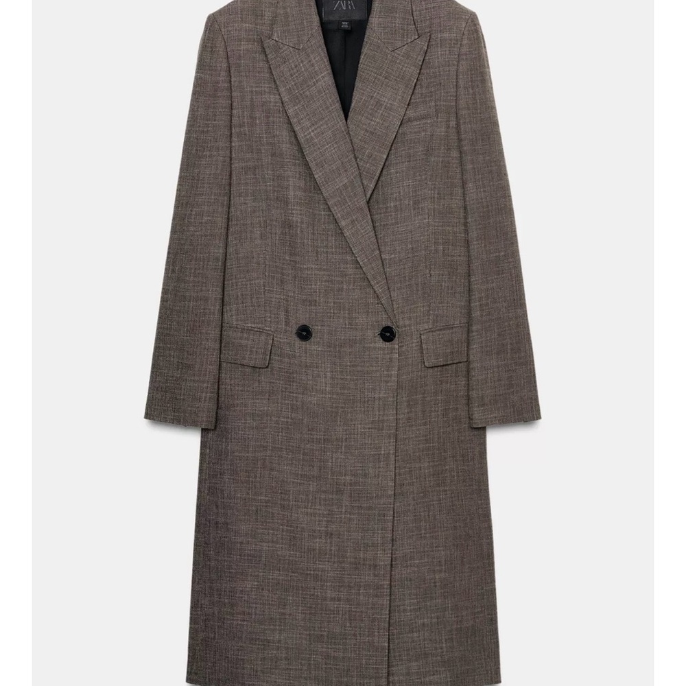 Zara Brown Double-Breasted Coat size large
